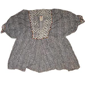 FREE PEOPLE ONE WOMENS' PATTERNED TOP COLORFUL SLEEVE SIZE XS